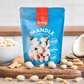 Mandeln in weißer Schokolade mit Kokos